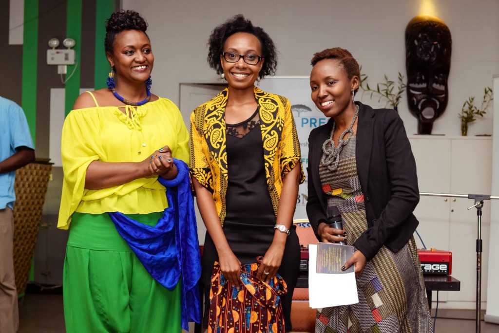 Distinguished guest - Prof. Alice Karekezi, Huza Press Short Story Competition Winner 2015 - Darla Umutoni, Huza Press Founder and Director - Lousie Umutoni (no relation)